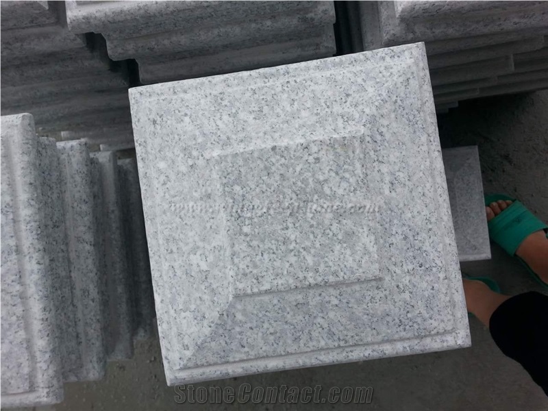 China Light Grey Granite Caps, Granite Pillar Caps With/Without Bottom Hole, Winggreen Stone