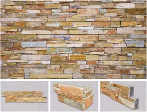 Cultured Stone Wall Cladding, Yellow Slate Stacked Stone Stone Veneer, Stone Exterior Wall Decor, Winggreen