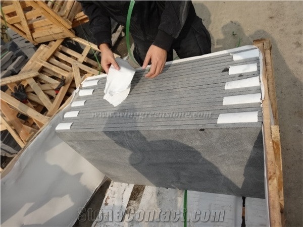 Flamed Black Basalt Tiles & Slabs, G684 Tiles for Wall and Floor Covering, Fuding Black Basalt Tiles, Fujian Black Andesite Wall Tiles, Flamed Lava Stone Floor Tiles, Xiamen Winggreen Manufacturer