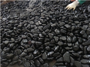 Own Factory, Top Polished Black Pebbles, Black River Stone, Black Striped Pebbles, Flat River Pebbles, Xiamen Winggreen Manufacturer