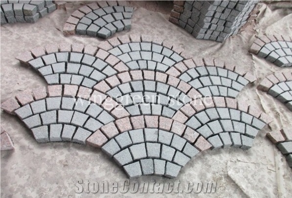 Pavers Stone on Mesh,Tumbled Granite Pavers for Driveway and Walkway