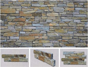 Yellow Wooden Slate Cultured Stone, Stone Wall Cladding for Exterior Wall Decor, Winggreen