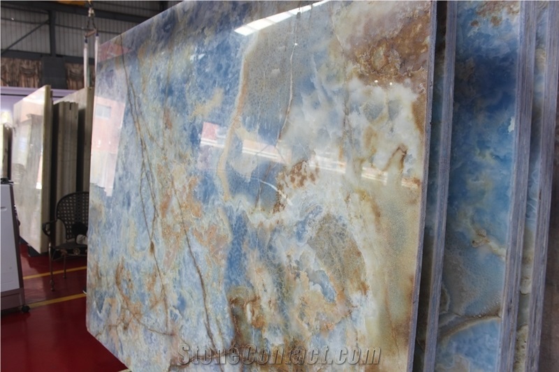 Azurro Onyx, Onix Azzurro, Azzurro Onyx,Azzurro Onix, Blue Onyx Polished Slabs Ornamental Stone for Walling and Flooring