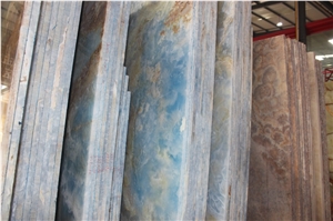 Azurro Onyx, Onix Azzurro, Azzurro Onyx,Azzurro Onix, Blue Onyx Polished Slabs Ornamental Stone for Walling and Flooring