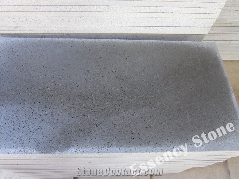 Honed Fujian Black Grey Basalt Tile & Slab with Small Holes