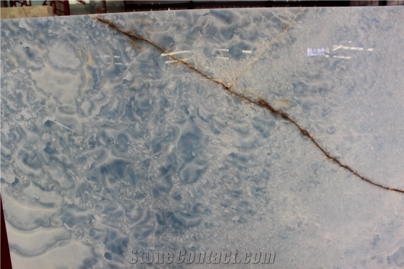 Onice Glaciale, Italy Blue Onyx Tile & Slab, Blue Onyx Slabs Polished Italy Blue Walling and Flooring Slabs