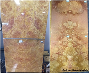 Yellow Marble Bookmatched Tiles (Cut to Sizes) - Golden Rose