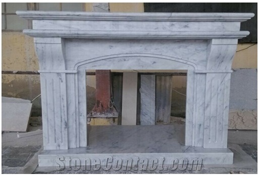 Italy Carrara White Fireplace, White Marble Carved Indoor Fireplace Mantel , Fire Hearth,Fireplace Surround, Fireplace Hearth, Handcarved Fireplace,Sculptured Fireplace,Victorian Style Fireplac