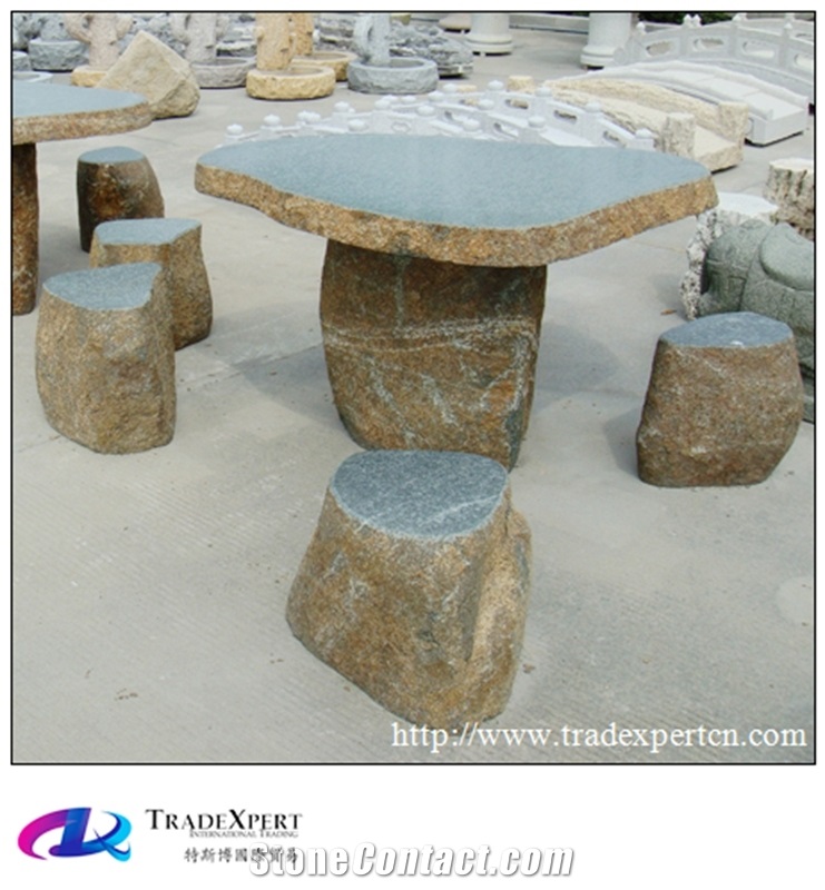 Natural Opalescent Grain Granite Stone Chair for Garden Landscape