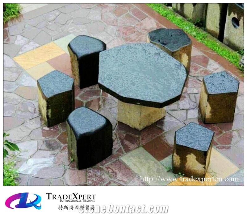 Natural Opalescent Grain Granite Stone Chair for Garden Landscape