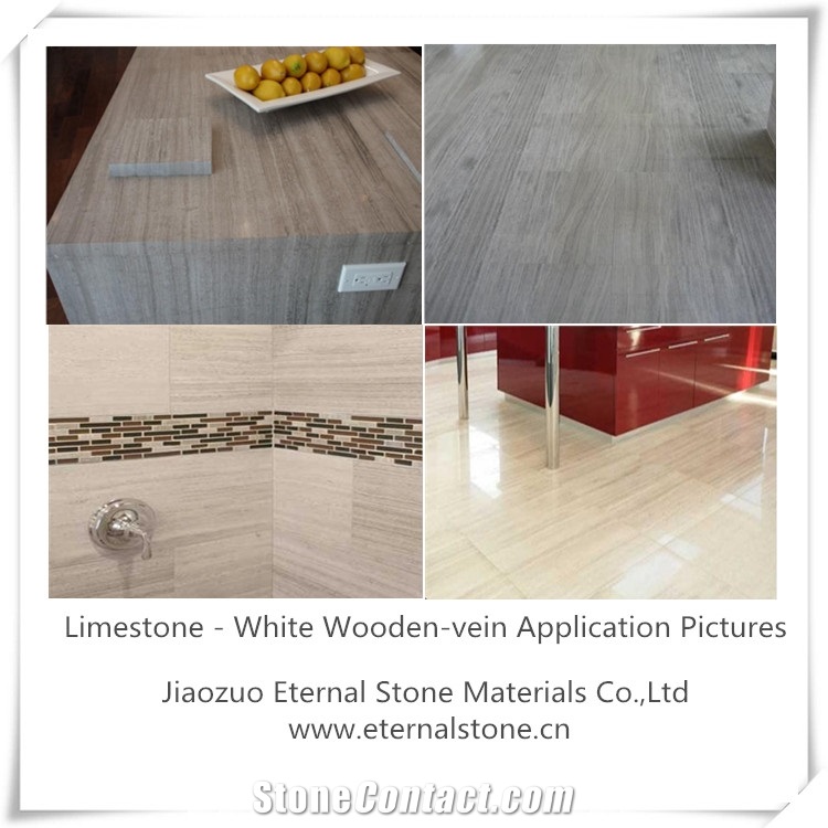 Limestone Material White Wooden-Vein Stone Tile and Slab