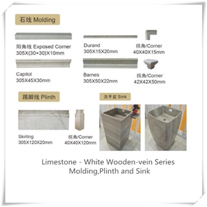 Limestone Material White Wooden-Vein Stone Tile and Slab