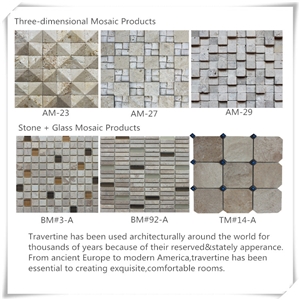 Multicolor Travertine Mosaic for Interior-Exterior Application