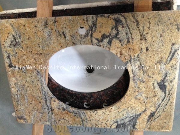 Crema Mara Brazil Granite Yellow Countertops Bathroom Vanity Top