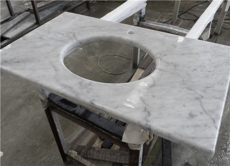 Statuario Italy White Marble Bath Countertop Vanity Top
