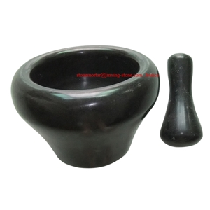 Conical Black Marble Mortar and Pestle