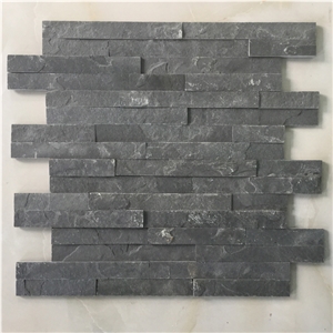 Hhsc10x40-002 on Sale China P018 Black Slate Cultured Stone/Wall Cladding/Stacked Stone Wall Panel/Manufactured Stone Veneer