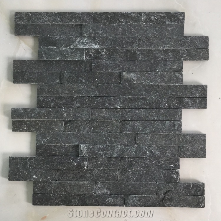 On Sale China Black Quartzite Cultured Stone/Wall Cladding/Stacked Stone Wall Panel/Manufactured Stone Veneer