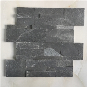 On Sale China P018 Black Slate Cultured Stone/Wall Cladding/Stacked Stone Wall Panel/Manufactured Stone Veneer