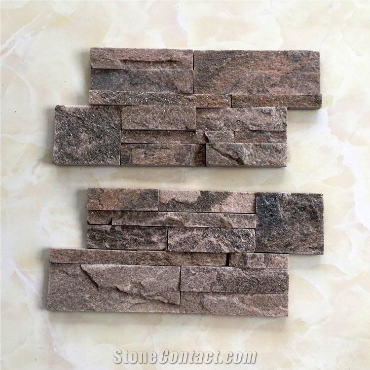 On Sale China Pink Quartzite Cultured Stone/Wall Cladding/Stacked Stone Wall Panel/Manufactured Stone Veneer
