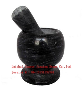 Stone Black Marble Mortar and Pestle