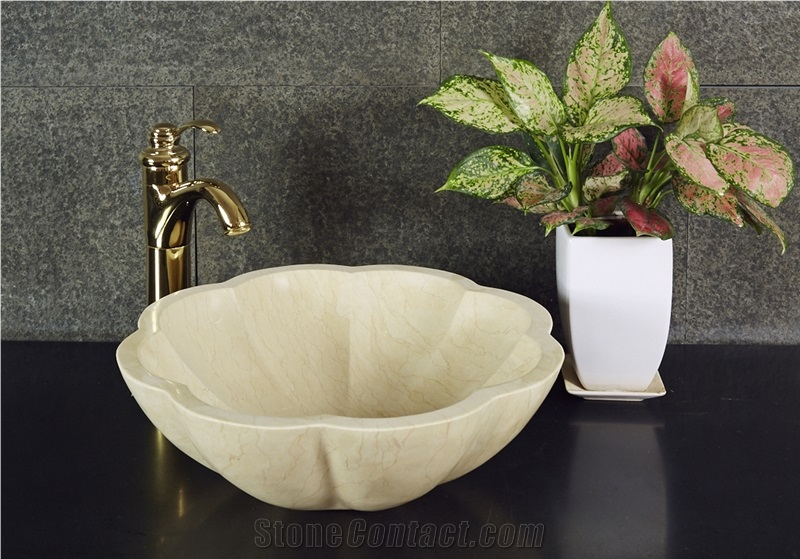 Beige Marble Polished Washbasin, Sink