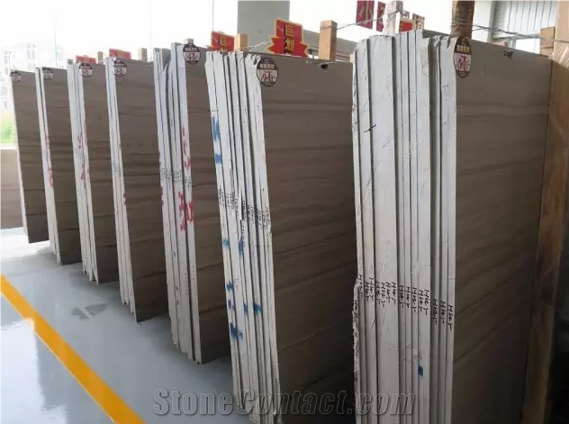 China Athens Grey Wood Vein Marble Polished Slab Tile