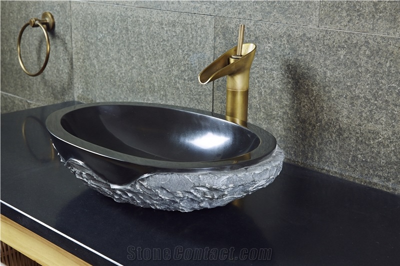 China Black Granite Polished Washbasin, Sink