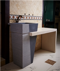 G654 China Dark Grey Padang Dark Impala Kobra Granite Polished Washbasin, Sink, Bathroom Sink, Pedestal Basin