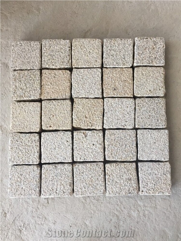G682 China Yellow Rustic Granite Padang Giallo Sunset Gold Golden Sand Split Cleft Cube Pavers