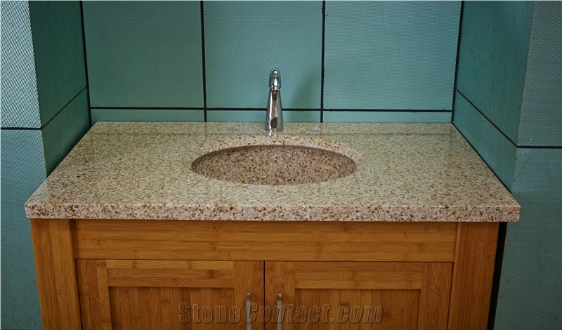 G682 China Yellow Rustic Sunset Gold Padang Giallo Golden Sand Granite Polished Top, Bathroom Top, Sink, Vanity Top