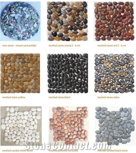 River Pebble Stone Gravels in Colors Of White, Black, Zebra, Yellow, Mixed
