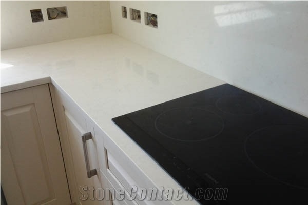 White Quartz Kitchen Countertops From Malta Stonecontact Com