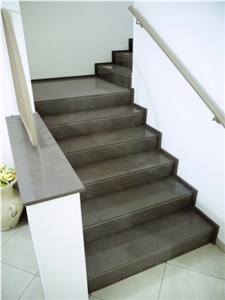 Jaipur B Dark Quartzite Steps and Risers, Grey Quartzite Stairs, Stair Risers