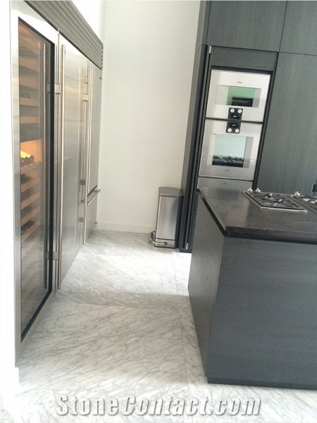 Bianco Carrara Unito C Marble Polished Floor Application Project