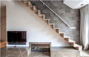 Bronze Armani and Crema Royal Marble Interior Stair Decoration