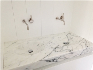 Marble Master Bathroom Vanity Top with Solid Wash Basin