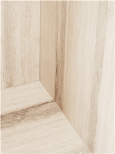 Travertino Platino Bathroom Niche, Bathroom Design, Floor and Wall Application