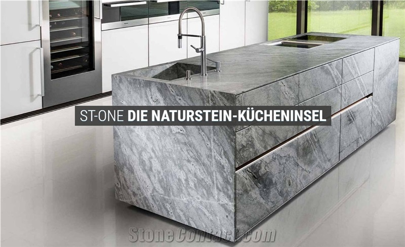 Atlantis Grey Marble Kitchen Island Top