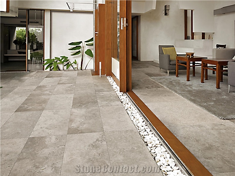 Silver Travertine Tumbled Floor Tiles