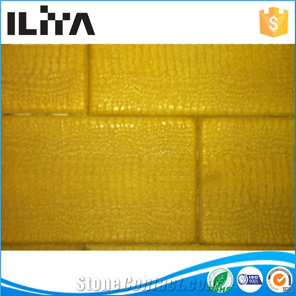 Yld-26002 Yellow Leather Stone Wall Decor