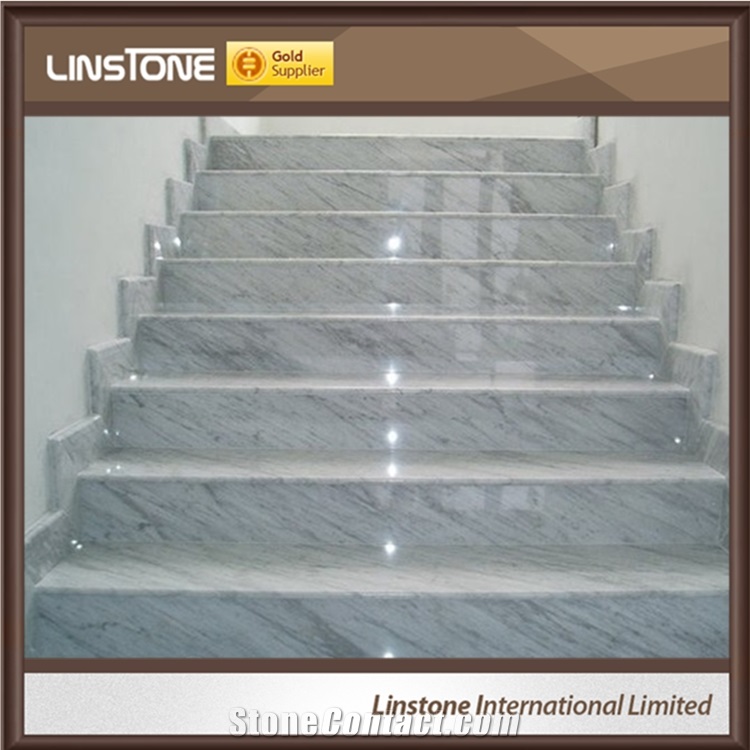 Modern Style Polished Bianco Gioia Marble Stair Tile