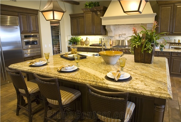 Tiger Skin Yellow Granite Kitchen Countertops