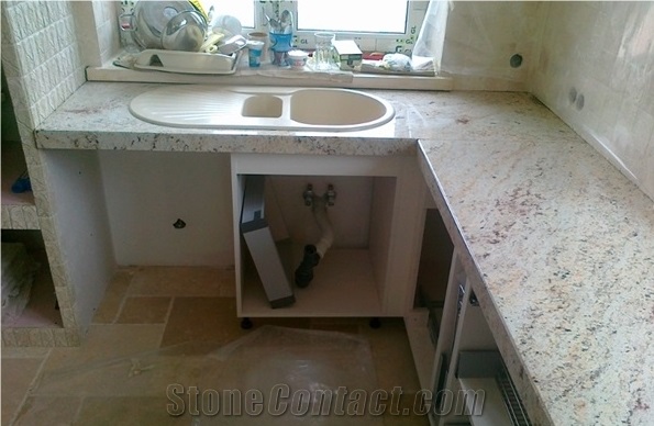 White Galaxy Granite Kitchen Countertop