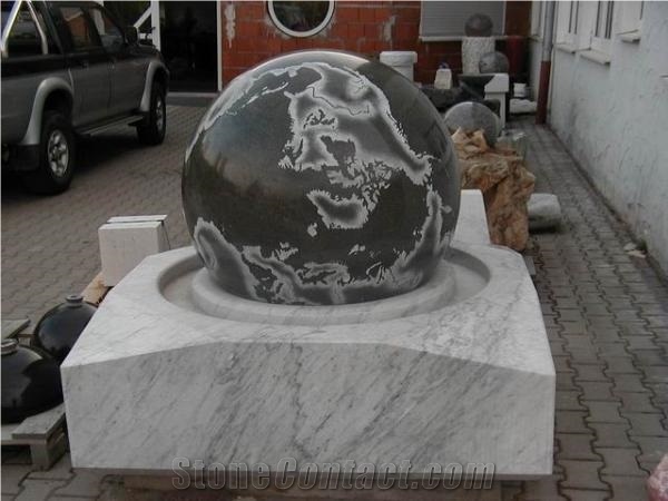Black Granite Floating Globe Fountain