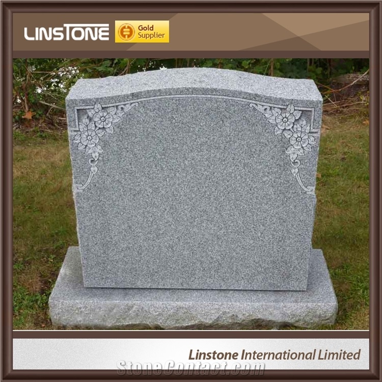 Custom Designs Flower Carving Tombstone Headstone