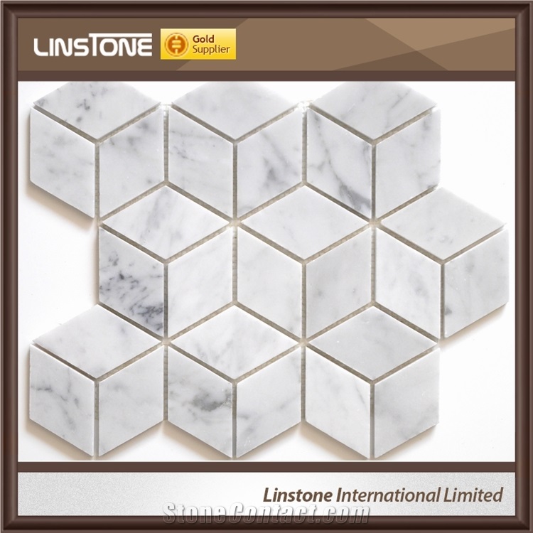 Luxury Cheap Polished White Marble Hexagon Stone 3d Mosaic