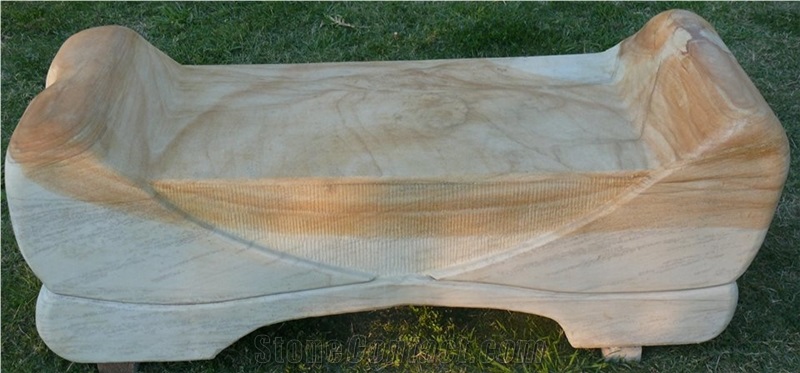 Golden Dawn Sandstone Carved Bench