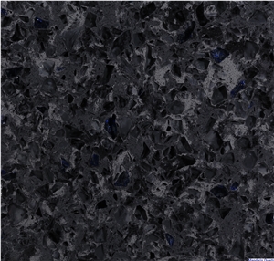 Beautiful Black Artificial Quartz Stone Tile & Slab with Blue Glass - Stellar Series, for Kitchen Application Thickness 2cm or 3cm with Quality Guaranteed Wholesale