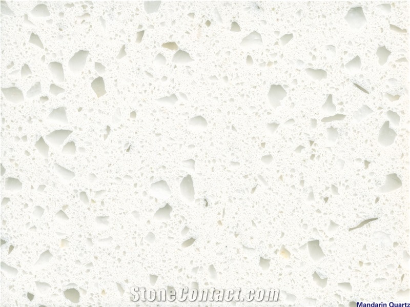 Iced White Artificial / Engineered Quartz Stone Tile & Slab with White Sparkling Crystal Materials, Comes in Prefabricated or Polished with High Gloss and Hardness